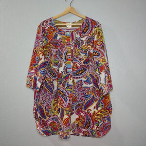 Fig and Flower Womens Blouse Paisley Colorful 2X